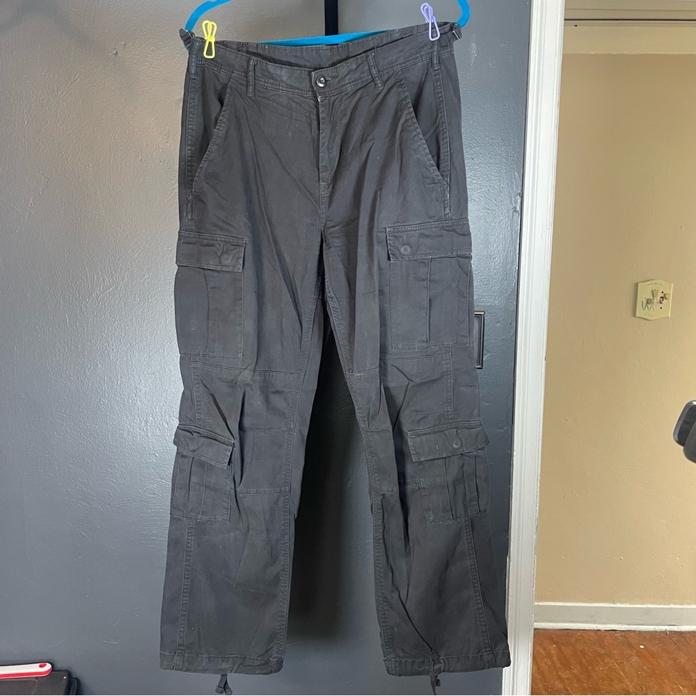 Y2K Black Cargo Pants | Adjustable Waist & Hem | Size 32